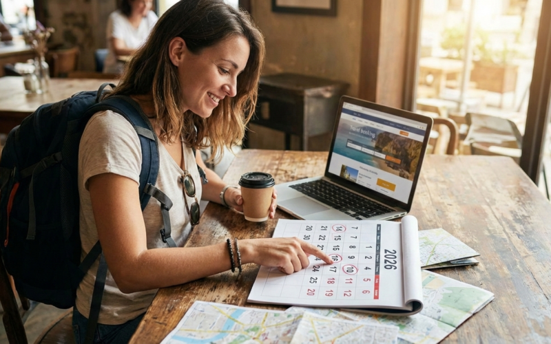 Calendário de Feriados 2026 para planejamento de viagens.