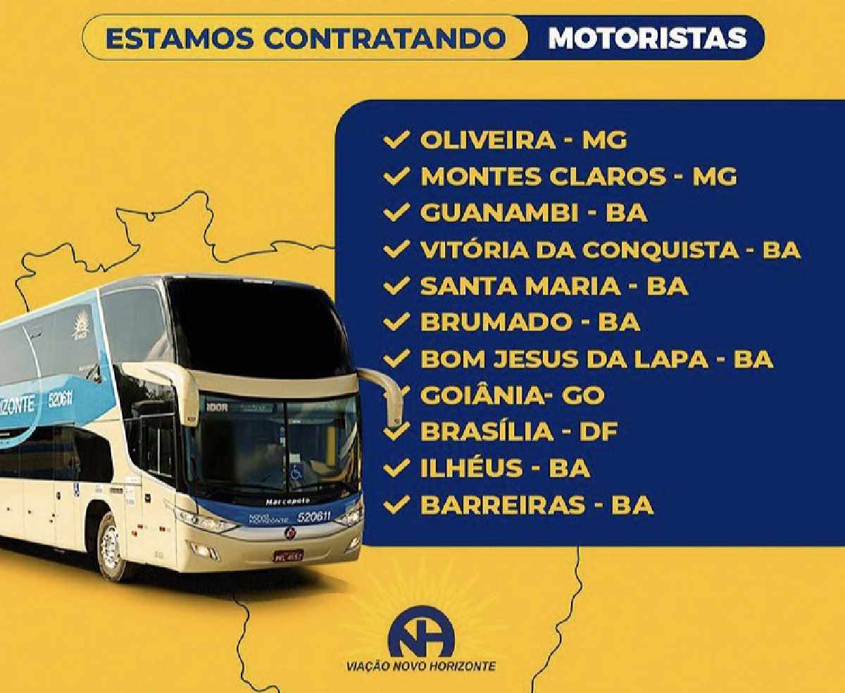 Vagas de empregos para motoristas na novo horizonte